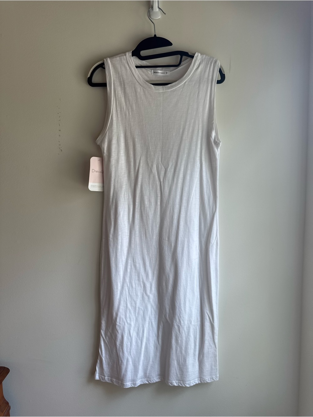 Sleeveless White Knit Midi Dress - Unbranded